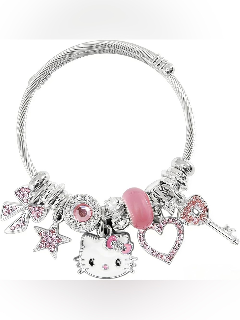 💕NEW Sparkling Bling Swarovski Crystal Silver Hello Kitty Earrings Or Bracelet - Picture 3 of 5